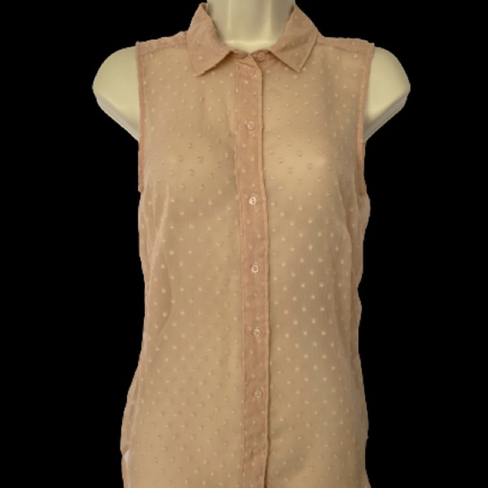 H&M Sheer Sleeveless Collared Blouse- Size 2